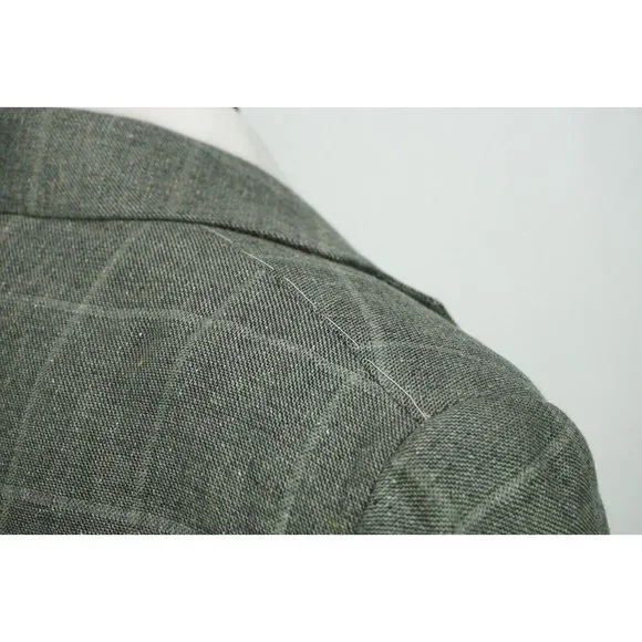 Jos A Bank Signature Collection Tailored Fit Silk Linen Gray Plaid Sport Coat 41